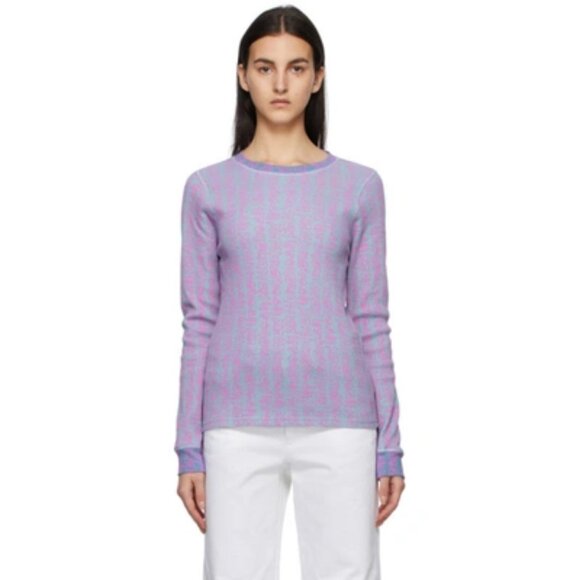Heaven by Marc Jacobs Scribblez Long Sleeve Waffle Thermal Shirt in Lilac XS - Picture 1 of 5